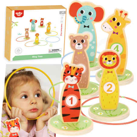 TOOKY TOY puidust sihtmärgi viskamise mäng Loomad 15 el.
