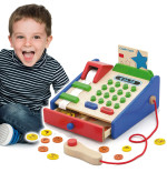 VIGA Drewniana Kasa sklepowa z akcesoriami Skaner Montessori