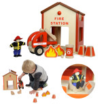 MASTERKIDZ Mini Remiza Strażacka Drewniany Zestaw