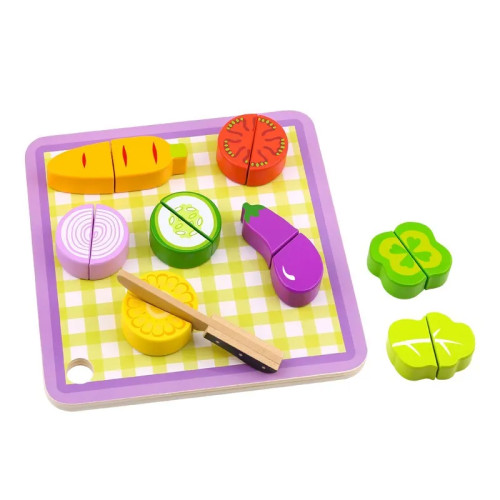 TOOKY TOY Medinė daržovių pjaustymo lentelė 20 el.