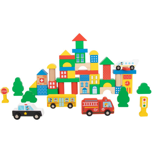 "Tooky Toy" mediniai statybiniai blokeliai "City" 50 el.