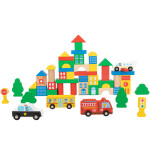 "Tooky Toy" mediniai statybiniai blokeliai "City" 50 el.