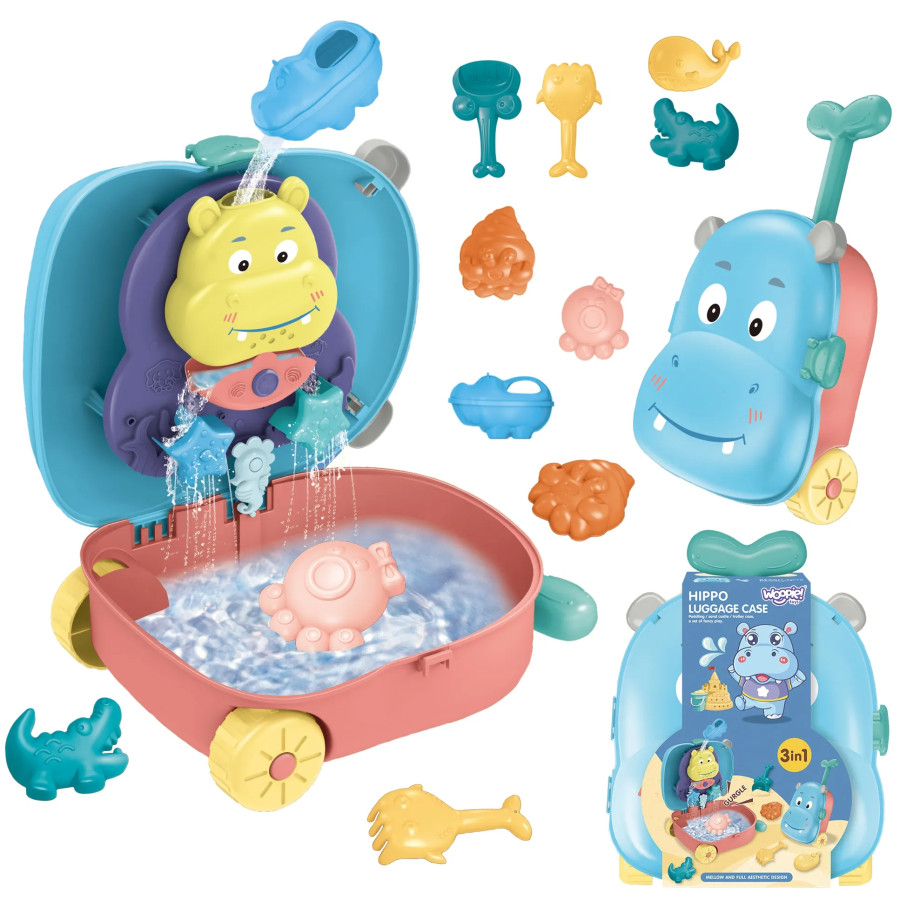 WOOPIE smėlio rinkinys 3in1 Hipopotamo lagaminas + žaislas į vandenį WOOPIE smėlio rinkinys 3in1 Hipopotamo lagaminas + žaislas į vandenį