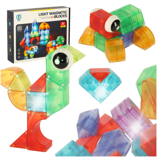 3D magnetilised ehituskivid LED valgustatud 32 el.