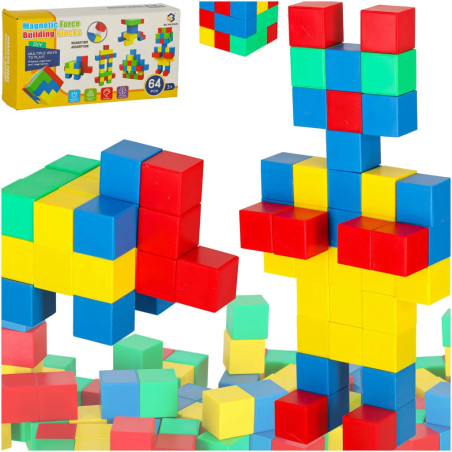 Magnetic cubic construction blocks 64 el.