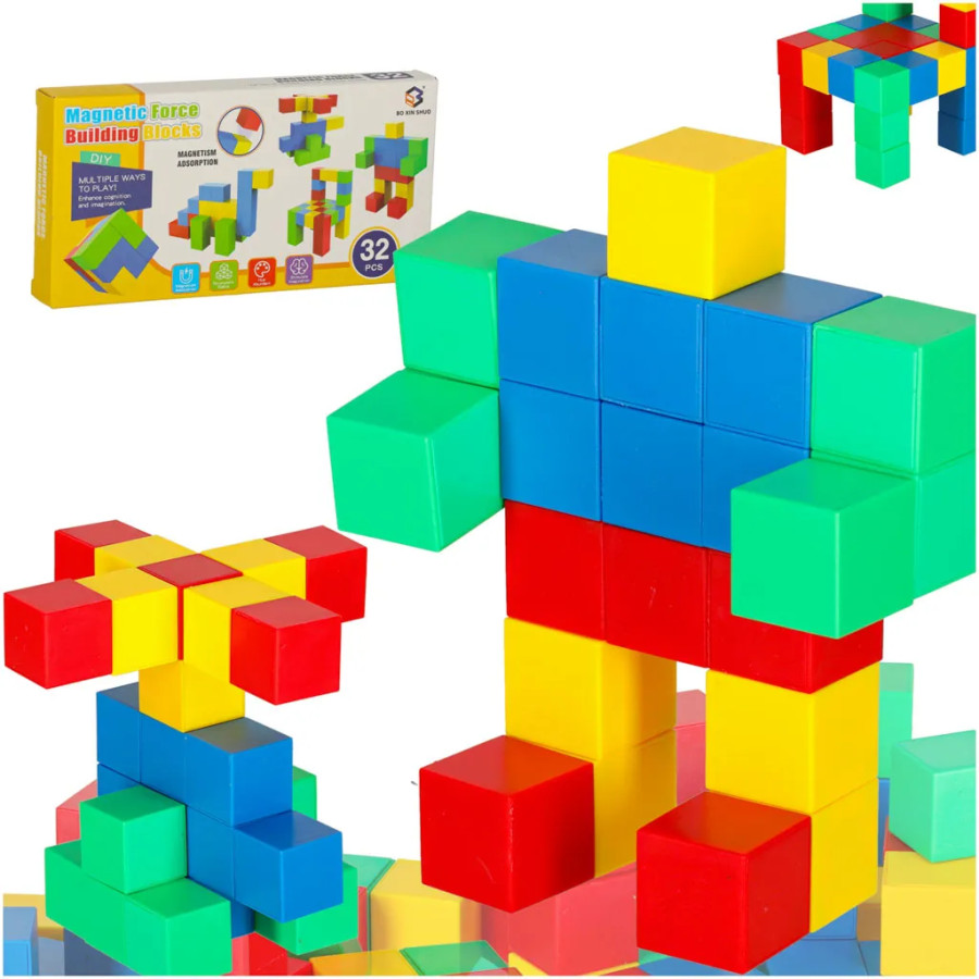 Magnetic cubic construction blocks 32 el.