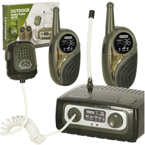 Walkie Talkie raadiokomplekt lastele koos PBX-iga khaki värvuses