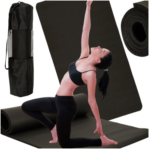 Yoga training mat thick 185x80x1,5 cm black