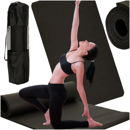 Yoga training mat thick 185x80x1,5 cm black