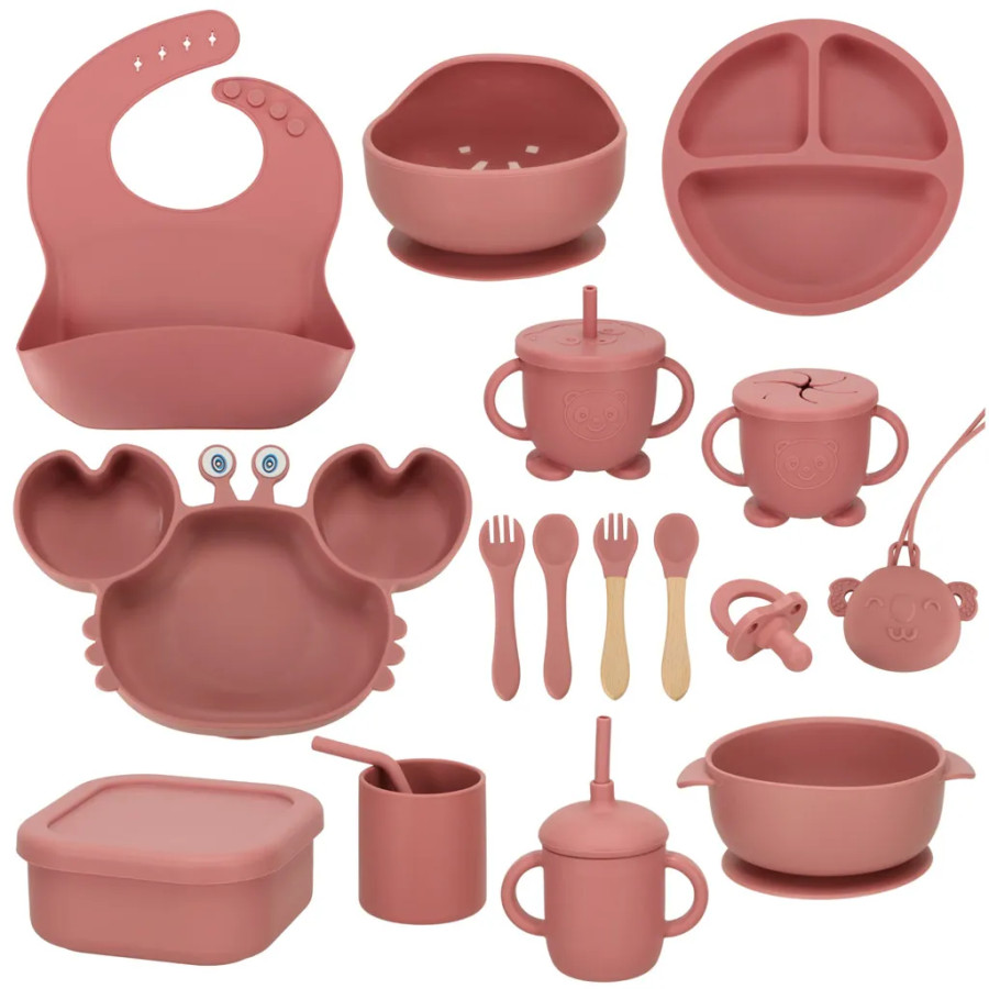 Children's silicone dishes crab 19 el dark pink