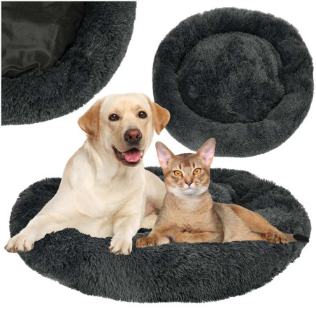 Dog bed plush cushion 100cm dark grey
