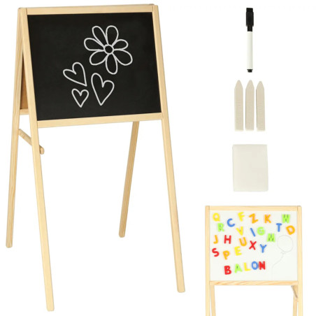Magnetic double-sided chalkboard + letter chalk, sponge marker