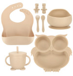 Laste silikoonnõusid öökull beež 9 tk.