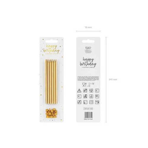 Sünnipäevaküünlad tavaline kuld 12 tk 12,5 cm