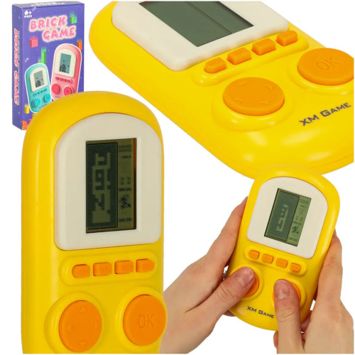 Portable console for electronic arcade games in yellow