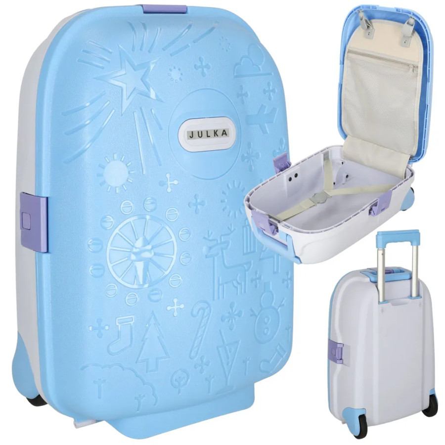 Children's suitcase on wheels, hand luggage, blue