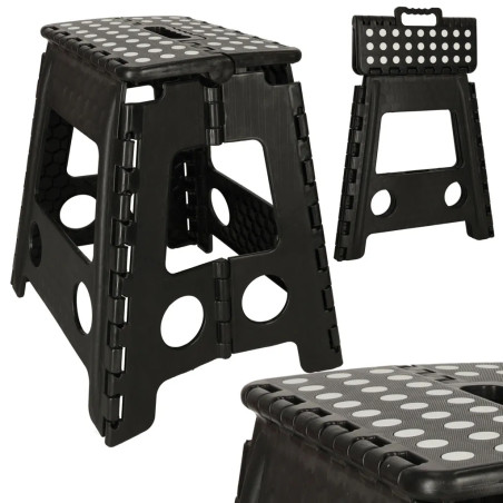 Non-slip folding stool 39 cm black
