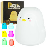 Children's silicone LED night light white penguin