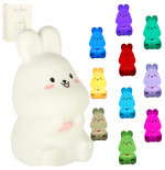 Laste silikoonist LED öövalgus valge koos roosa jänesega