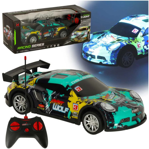 RC sports car in blue and green