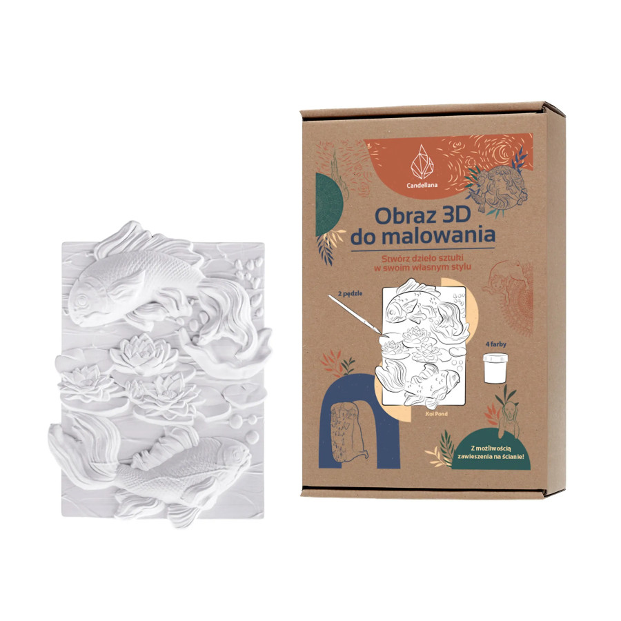 CANDELLANA Plaster colouring book 3D fish picture set paints and brushes
