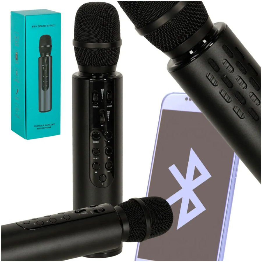 "Bluetooth wireless karaoke microphone black "Bluetooth wireless karaoke microphone black