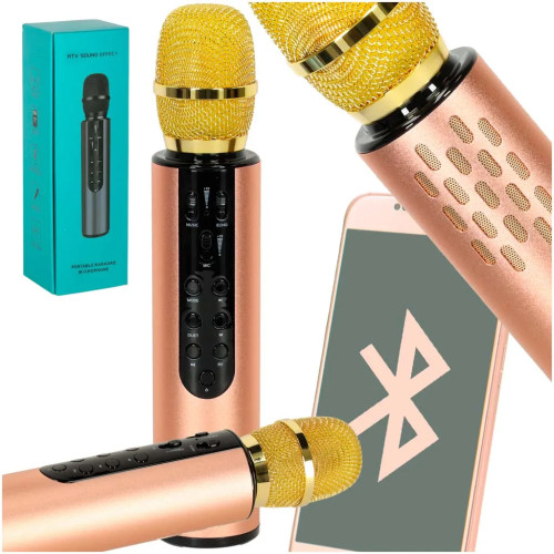 "Bluetooth wireless karaoke microphone gold