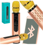 "Bluetooth wireless karaoke microphone gold