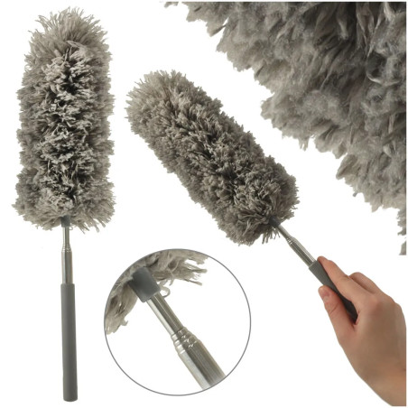 Telescopic broom dust brush grey