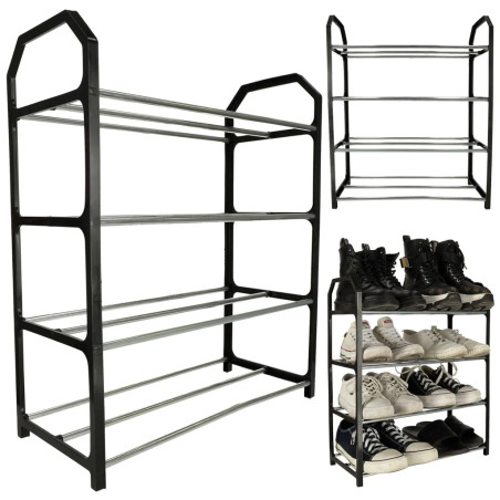 Shoe rack shelf rack 4 tier black