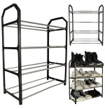 Shoe rack shelf rack 4 tier black