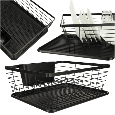 Dish drainer, cutlery tray, black