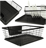 Dish drainer, cutlery tray, black