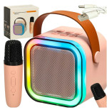 Karaoke kõlar koos mikrofoniga roosa