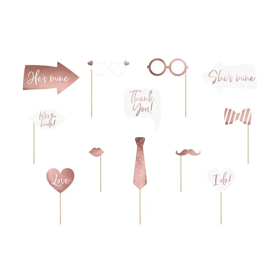 Wedding photo props white pink heart 12 elements