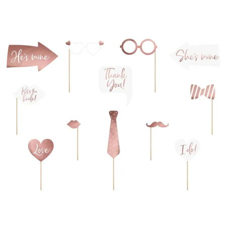 Wedding photo props white pink heart 12 elements